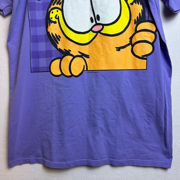 Vintage 1995 Garfield Big Logo Purple Long Sleep Shirt Warner Bros Retro Y2K - Picture 4 of 12
